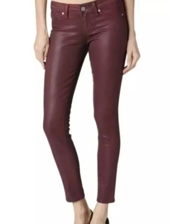 PAIGE Denim - PAIGE Women's Verdugo Ankle Skinny Jeans 24 00 Dark Red Coated Mid Rise NWOT